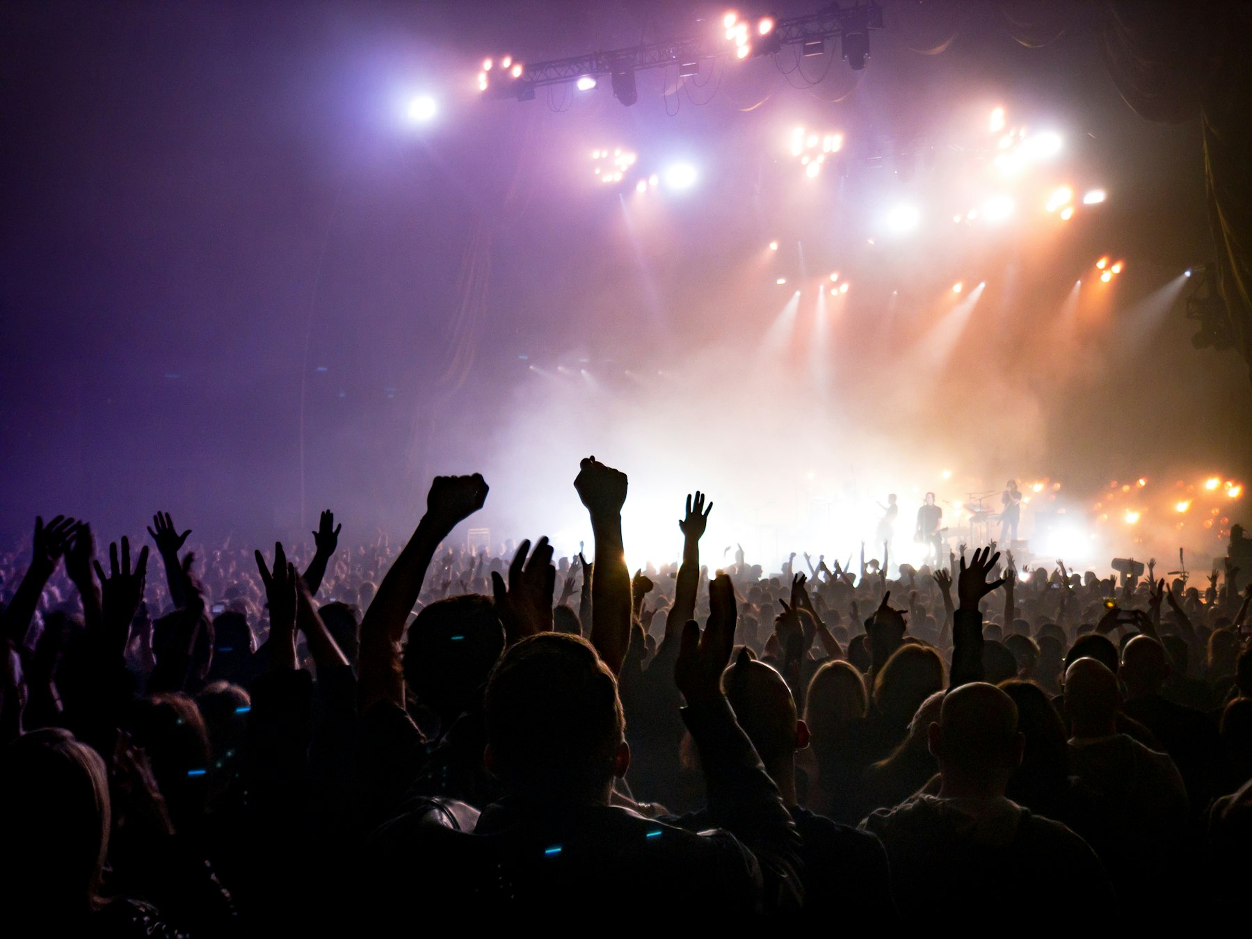 Corporate event crowd and stage lighting